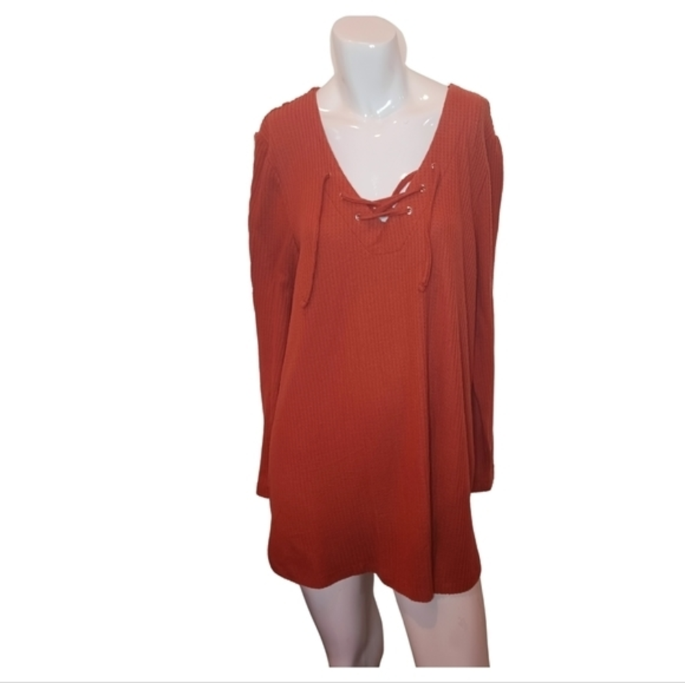 Philosophy Womens Size‎ 1x (16-18) Rust Orange Knit Top long sleeve pullover